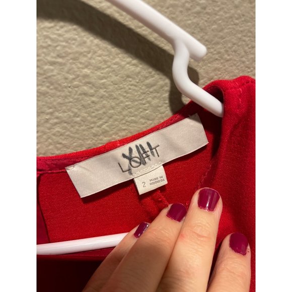 LOFT Women's Red Sheath Dress Size 2 Waist Flaps Peplum Sleeveless - Picture 4 of 5